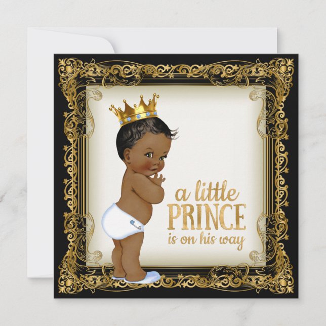 African American Prince Baby Shower Invitation (Front)