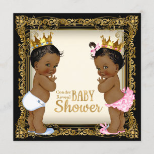 African American Prince Princess Gender Reveal Invitation