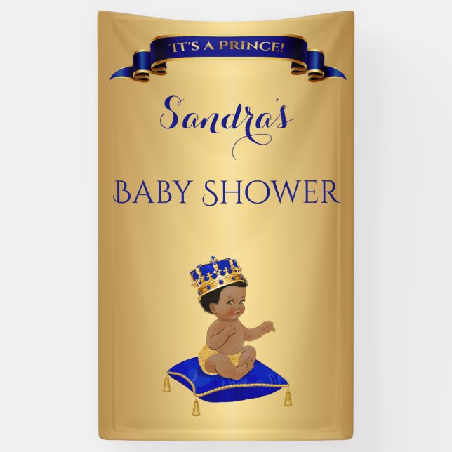African American Prince Royal Blue Gold Banner (Vertical)
