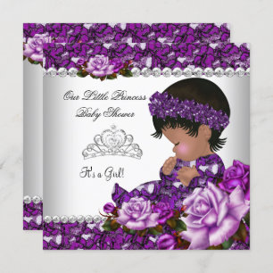 African American Princess Baby Shower Girl Rose 2 Invitation