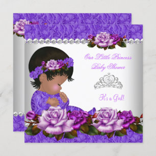 African American Princess Baby Shower Girl Rose 3 Invitation