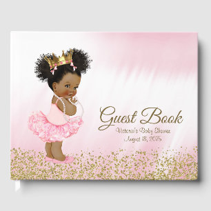 African American Princess Baby Shower Guest Book