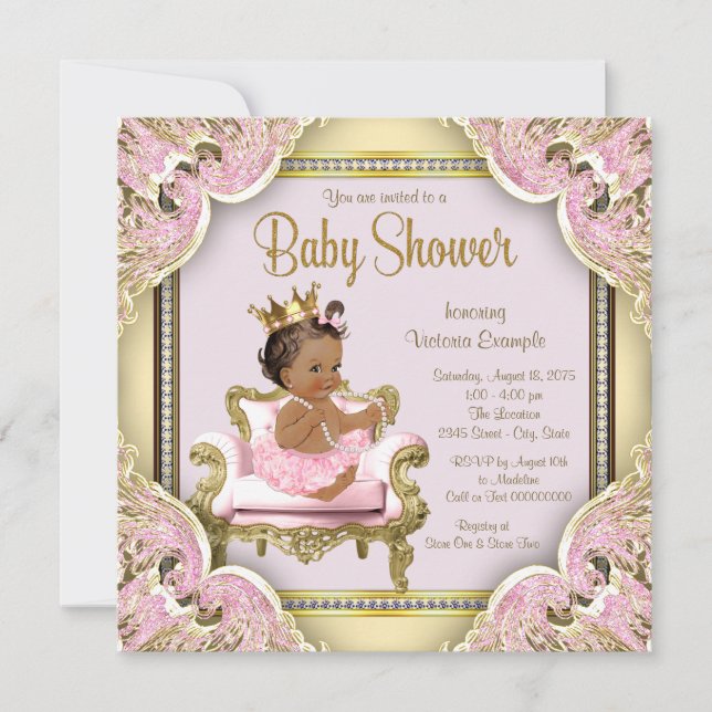 African American Princess Baby Shower Invitation (Front)