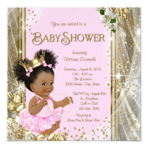 African American Princess Baby Shower Invitations