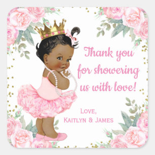 African American Princess Baby Shower Stickers