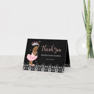 African American Princess Baby Shower Thank You Card
