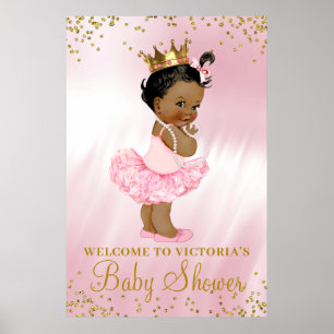 African American Princess Baby Shower Welcome Sign