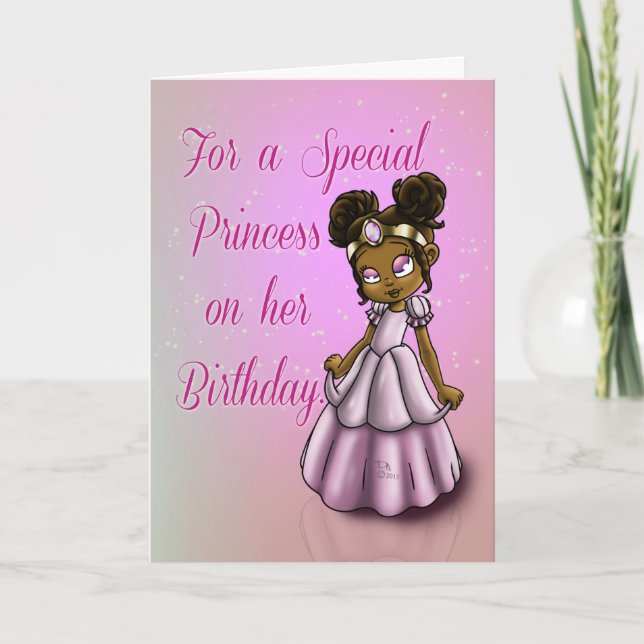 African American Princess Birthday Card (Front)