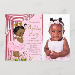 African American Princess Birthday Party Invitation