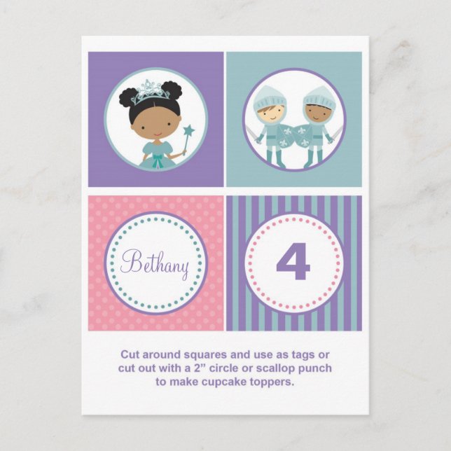 African American Princess Cupcake Toppers Postcard (Front)