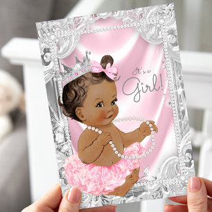 African American Princess Ethnic Girl Baby Shower Invitation