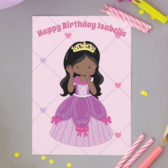 African American Princess Girl Custom Birthday Card (Creator Uploaded)