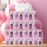 African American Princess Girl Cute Pink Birthday