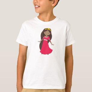 African American Princess, Queen, Crown, Red Dress T-Shirt