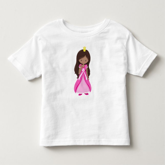 African American Princess, Queen, Gown, Pink Dress Toddler T-Shirt (Front)