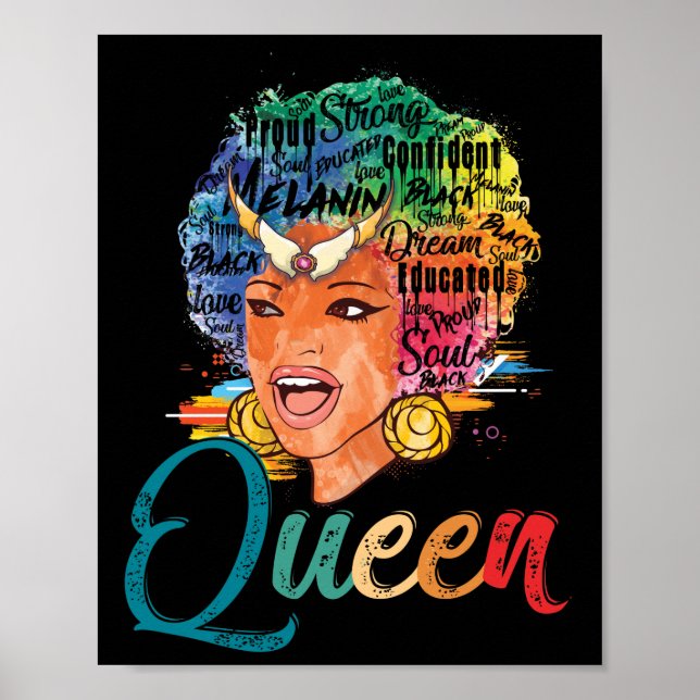 African American Queen Educated Strong Black Women Poster (Front)