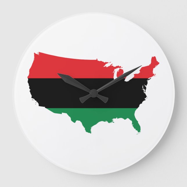 African American _ Red, Black & Green Colours Large Clock (Front)