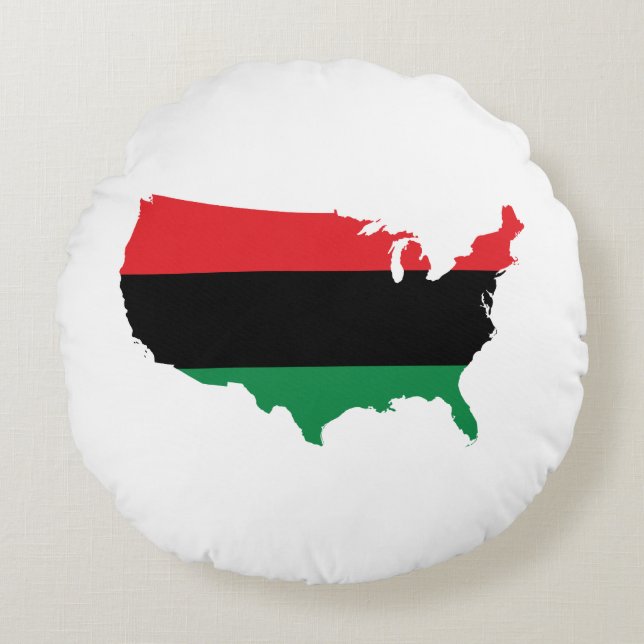 African American _ Red, Black & Green Colours Round Cushion (Front)