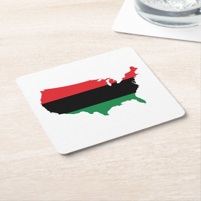 African American _ Red, Black & Green Colours Square Paper Coaster (Angled)