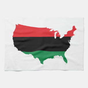 African American _ Red, Black & Green Colours Tea Towel