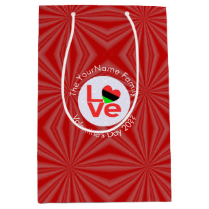 African American Red Letters LOVE Flag Personalise Medium Gift Bag
