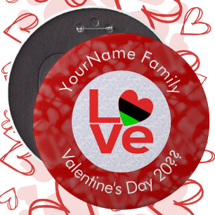 African American Red LOVE Flag Personalised 6 Cm Round Badge