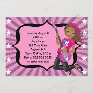 African American Rock Star Birthday Invitation
