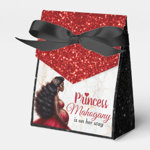 African American Royal Baby Shower Red/Black Favour Box