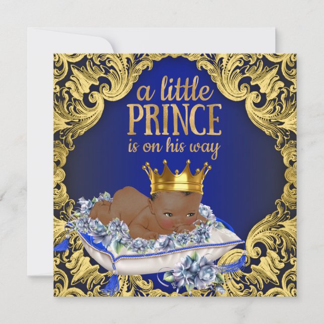 African American Royal Prince Baby Shower Invitation (Front)