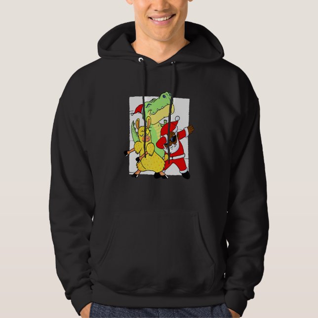 African American Santa Black Christmas Dabbing San Hoodie (Front)