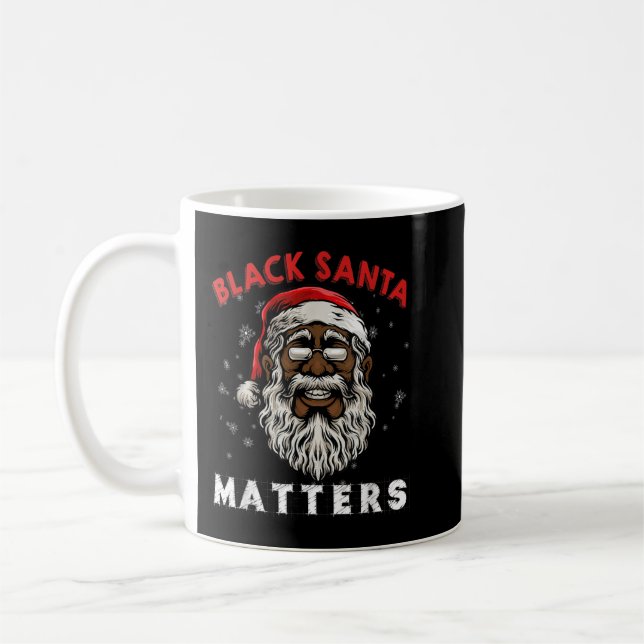 African American Santa Black Matters Christmas Paj Coffee Mug (Left)