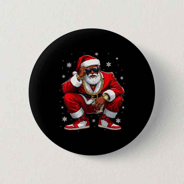 African American Santa Christmas Black Xmas Women  6 Cm Round Badge (Front)