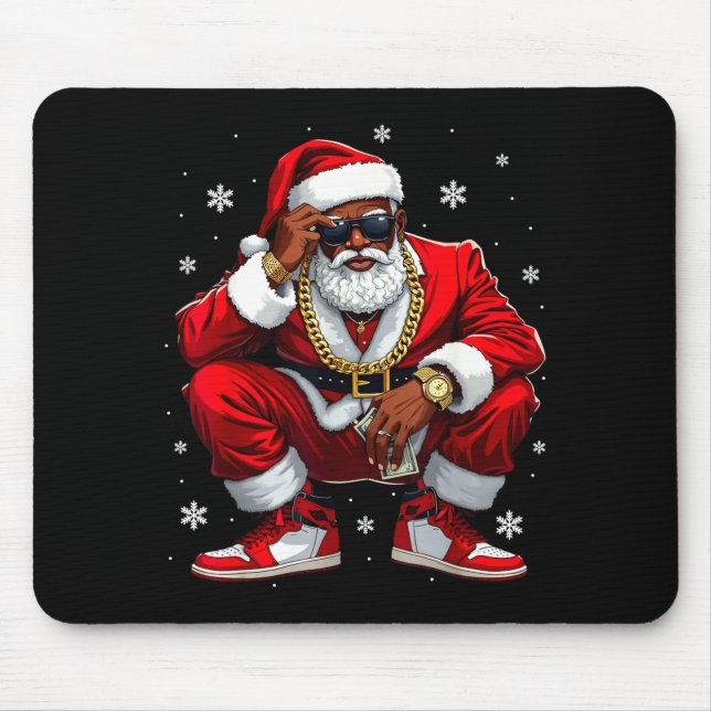 African American Santa Christmas Black Xmas Women  Mouse Pad (Front)