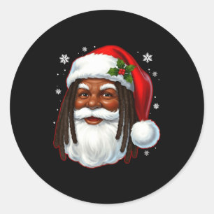 African American Santa Christmas Cool Black X-mas  Classic Round Sticker