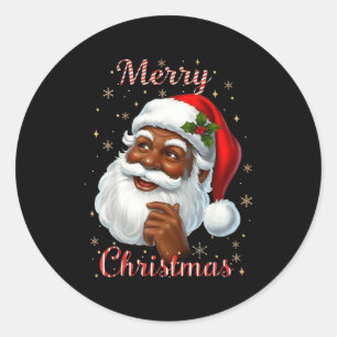 African American Santa Christmas Cool Black X-mas Classic Round Sticker