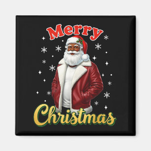 African American Santa Christmas Cool Black X-mas Magnet
