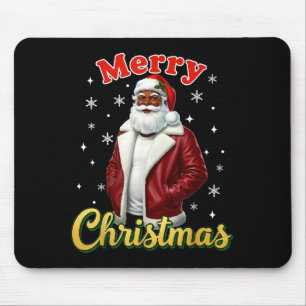 African American Santa Christmas Cool Black X-mas  Mouse Pad