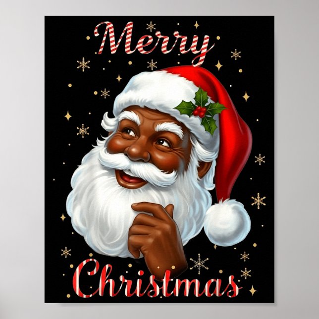 African American Santa Christmas Cool Black X-mas  Poster (Front)