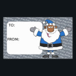 African American Santa Christmas Hanukkah Kwanzaa Rectangular Sticker<br><div class="desc">African American Santa Christmas Hanukkah Kwanzaa Holiday Greetings Gift Tag Sticker       
Image © GraphicFactory.com</div>