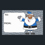 African American Santa Christmas Hanukkah Kwanzaa Rectangular Sticker<br><div class="desc">African American Santa Christmas Hanukkah Kwanzaa Holiday Greetings Gift Tag Sticker       
Image © GraphicFactory.com</div>