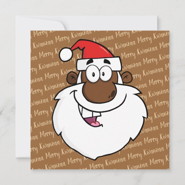 African American Santa Christmas Kwanzaa Greetings Holiday Card (Front)