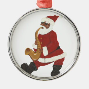 African American Santa Christmas Ornament