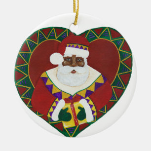 African American Santa Christmas Ornament