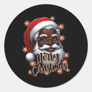 African American Santa Christmas Pajama Black X-ma Classic Round Sticker