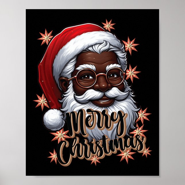 African American Santa Christmas Pajama Black X-ma Poster (Front)