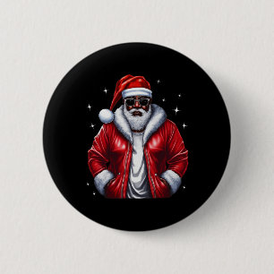 African American Santa Christmas Pajama Cool Black 6 Cm Round Badge