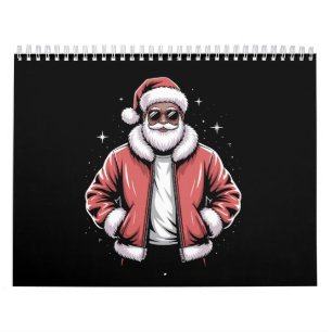 African American Santa Christmas Pajama Cool Black Calendar