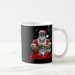 African American Santa Christmas Pajama Cool Black Coffee Mug