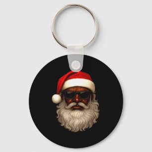 African American Santa Christmas Pajama Cool Black Key Ring