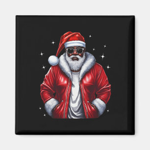 African American Santa Christmas Pajama Cool Black Magnet